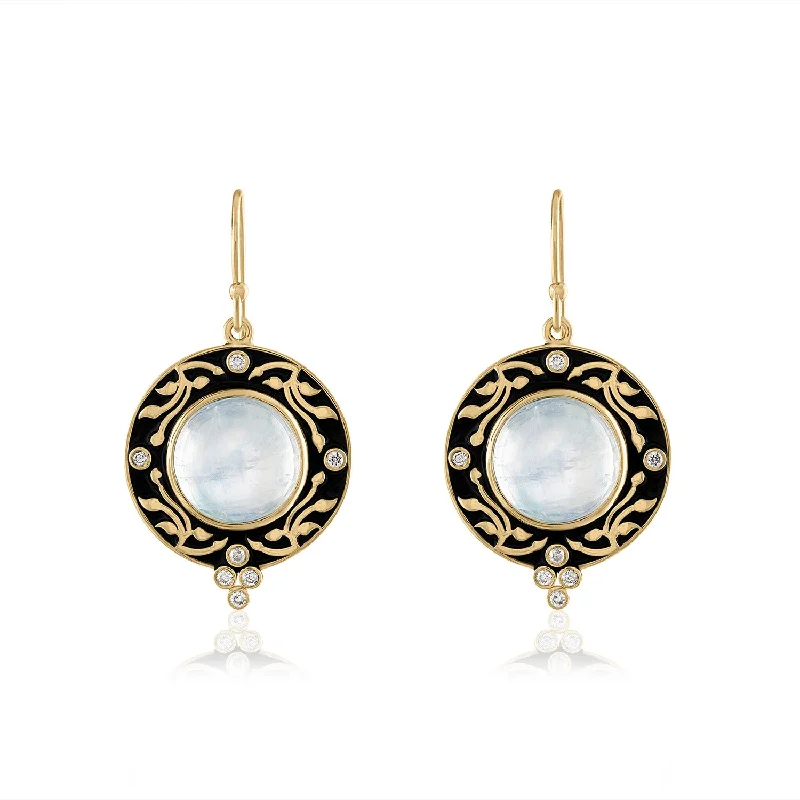 Hoop earrings with gold accents for a warm, elegant statement piece-MAGDALENA MOONSTONE EARRINGS