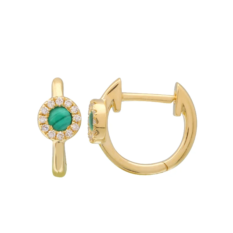 Best hoop earrings with gold-plated finishes for an affordable luxury vibe-Malachite Halo Huggies