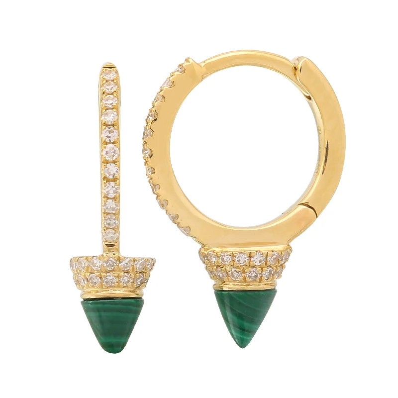 Best hoop earrings with geometric triangle shapes for a modern, chic design-Malachite Spike Huggies