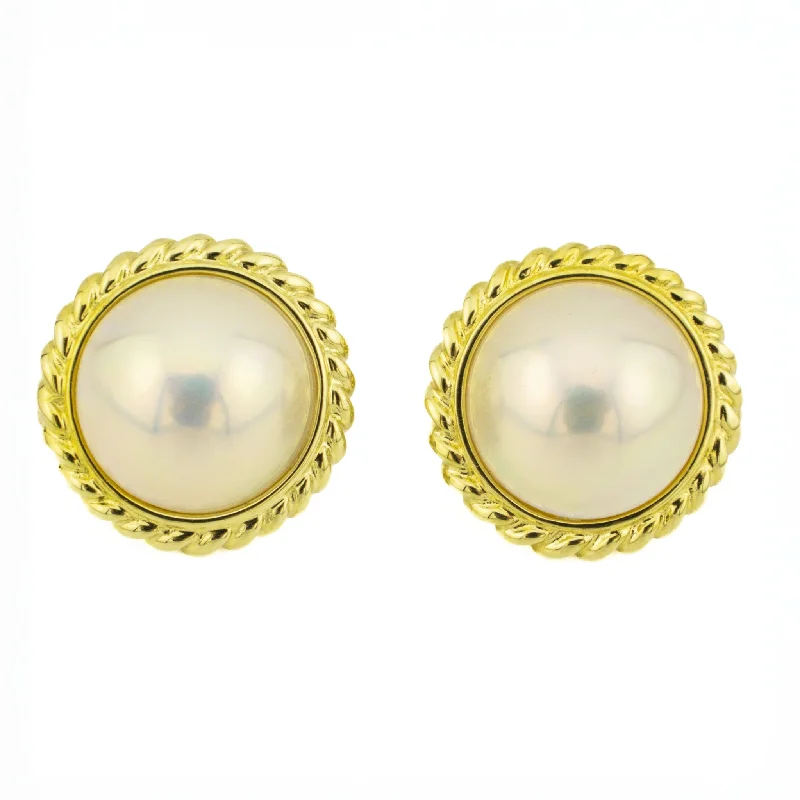 Hoop earrings with open designs for a modern, lighthearted vibe-Mikimoto 14mm Mabe Pearl Solitaire Earrings in 18K Yellow Gold