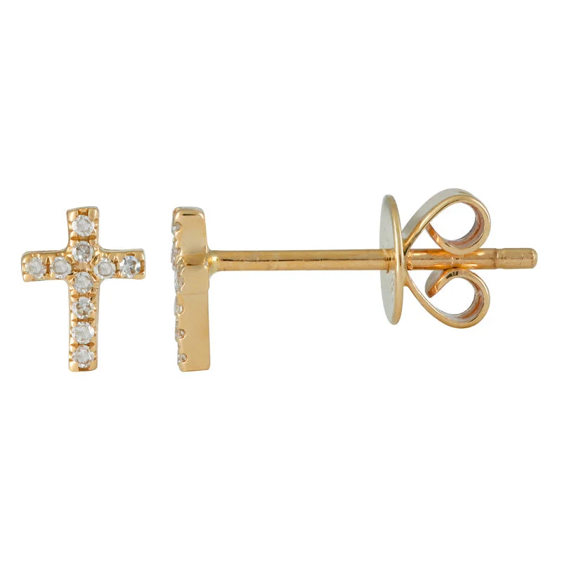 Large hoop earrings for a bold and statement-making fashion accessory-Mini Diamond Cross Studs