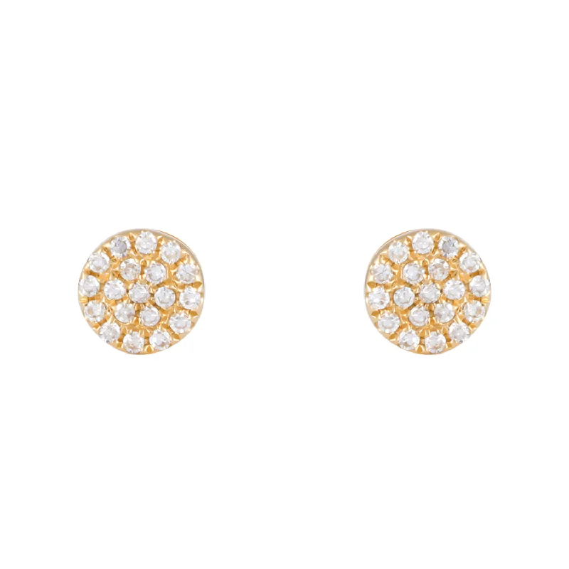 Hoop earrings with rhinestone embellishments for a glamorous and sparkling look-Mini Disc Diamond Studs