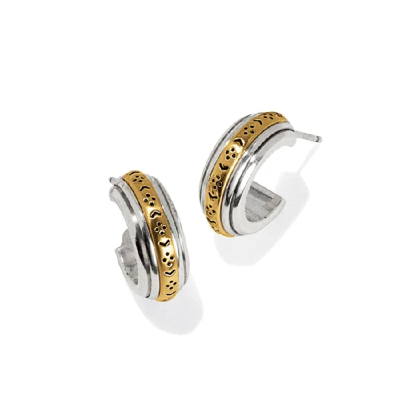 Best hoop earrings with Swarovski crystals for added sparkle and luxury-Mosaic Two Tone Mini Hoop Post Earrings