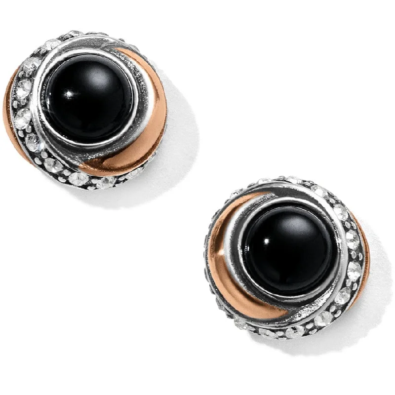 Best hoop earrings with matching bracelets for a coordinated jewelry set-Neptune's Rings Black Agate Button Earrings