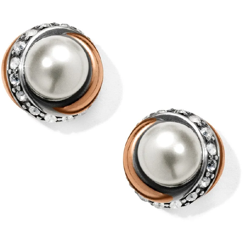 Hoop earrings with removable pendants for a versatile and customizable accessory-Neptune's Rings Pearl Button Earrings