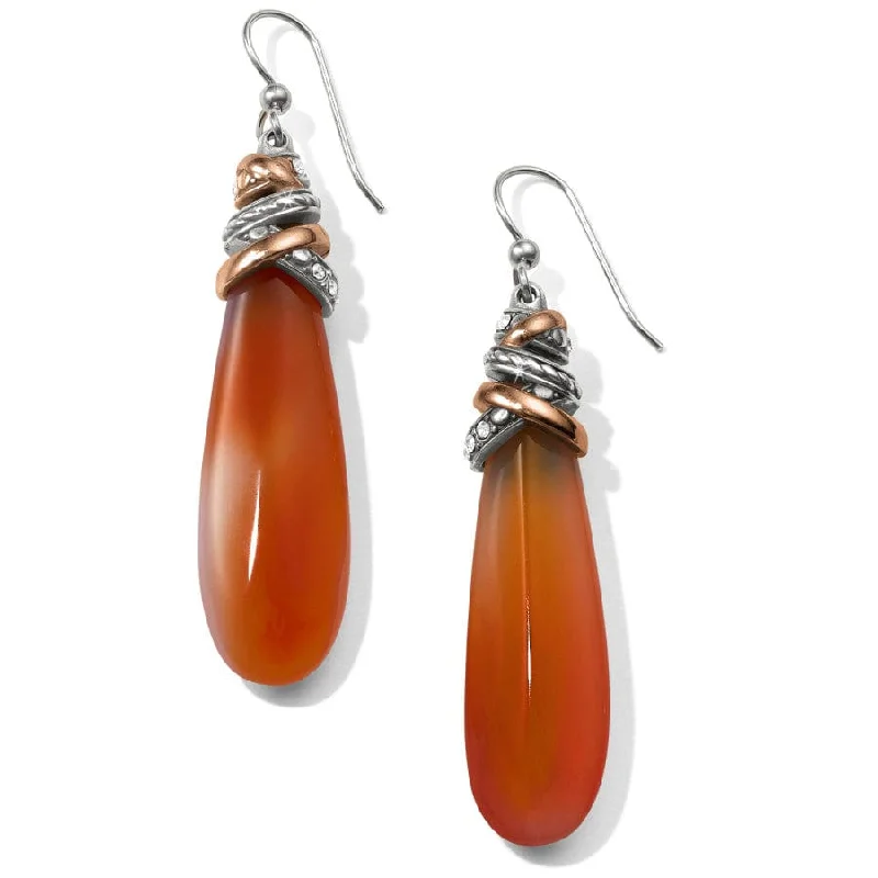 Hoop earrings with polished metal for a shiny and high-quality finish-Neptune's Rings Pyramid Carnelian French Wire Earrings