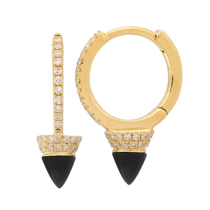 Hoop earrings with abstract wirework for an artistic, unique look-Onyx Spike Huggies