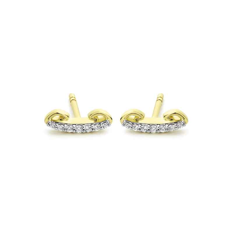 Lightweight hoop earrings for comfortable and all-day wear-Crescent Pavé Stud Earring - 18K Gold Vermeil + CZ Blanc