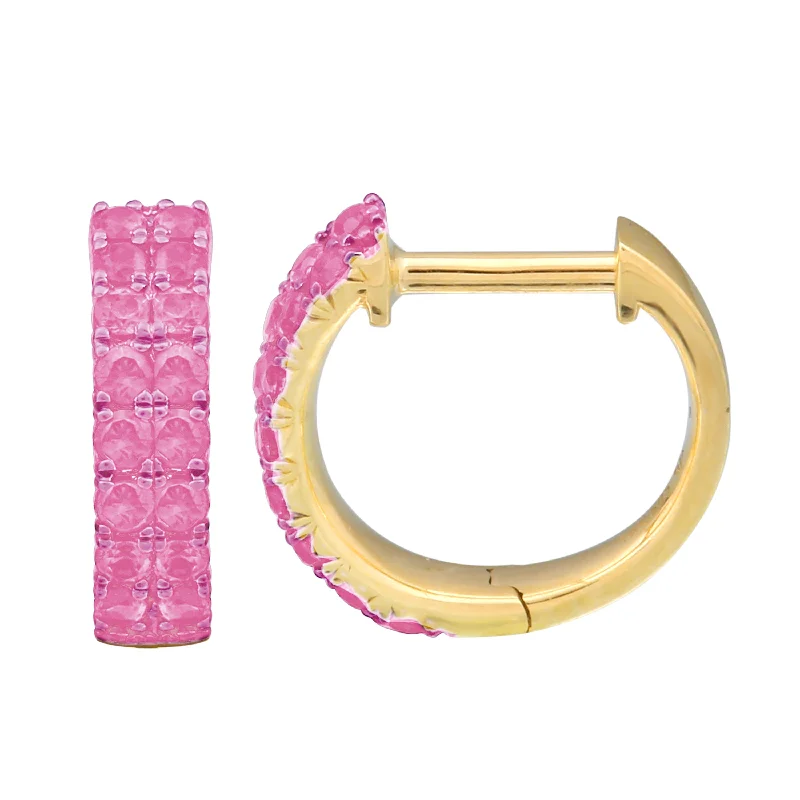 Hoop earrings with multi-tone finishes for a colorful and layered effect-Pink Sapphire Hoops