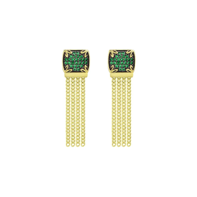 Best hoop earrings with geometric hexagon shapes for a modern, angular look-Possibility Pavé Tassel Earring Short - 18K Gold Vermeil + CZ Vert