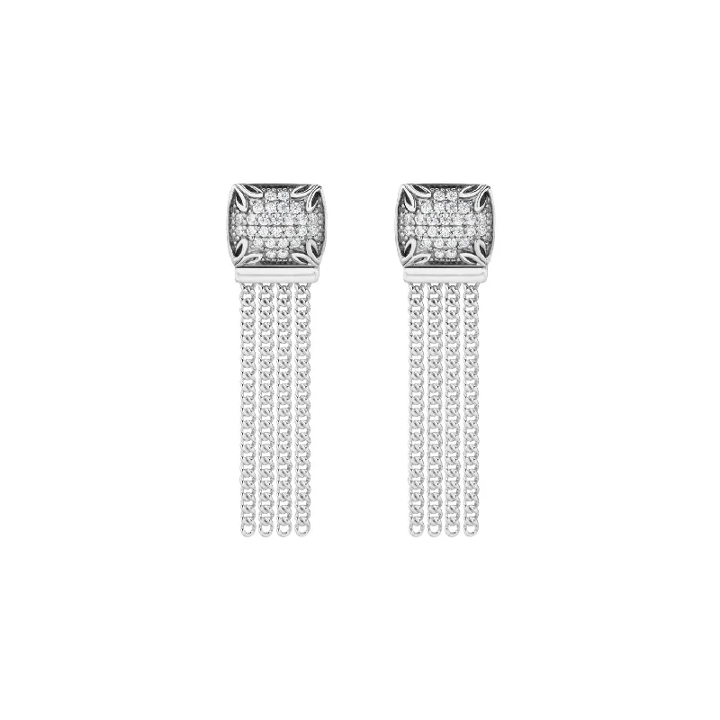 Hoop earrings with diamond-cut surfaces for added sparkle and shine-Possibility Pavé Tassel Earring Short - Sterling Silver + CZ Blanc