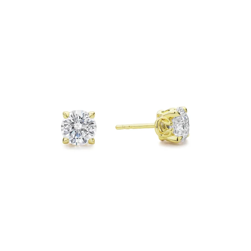 Hoop earrings with infinity loop designs for a continuous and eternal shape-Promise Solitaire Stud 7mm - 18K Gold Vermeil + CZ Blanc