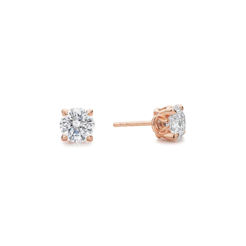 Hoop earrings with spiral designs for a dynamic and fluid look-Promise Solitaire Stud 7mm - 18K Rose Gold Vermeil + CZ Blanc