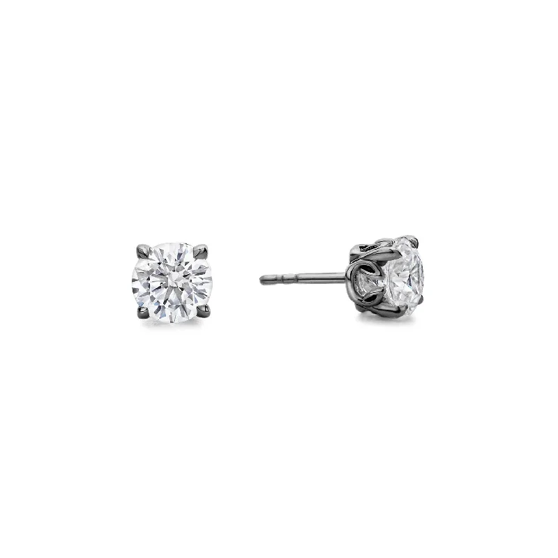 Best hoop earrings with detachable studs for a versatile and adjustable accessory-Promise Solitaire Stud 7mm - Black Ruthenium + CZ Blanc