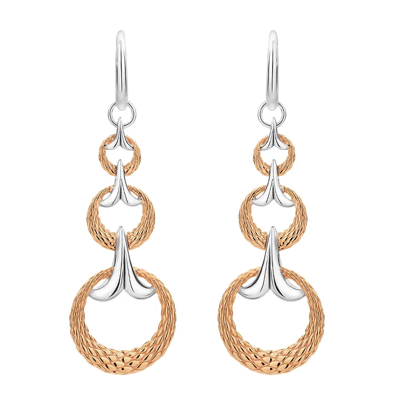 Hoop earrings with polished metal for a shiny and high-quality finish-Swing Earring - Two Tone Rose + Silver