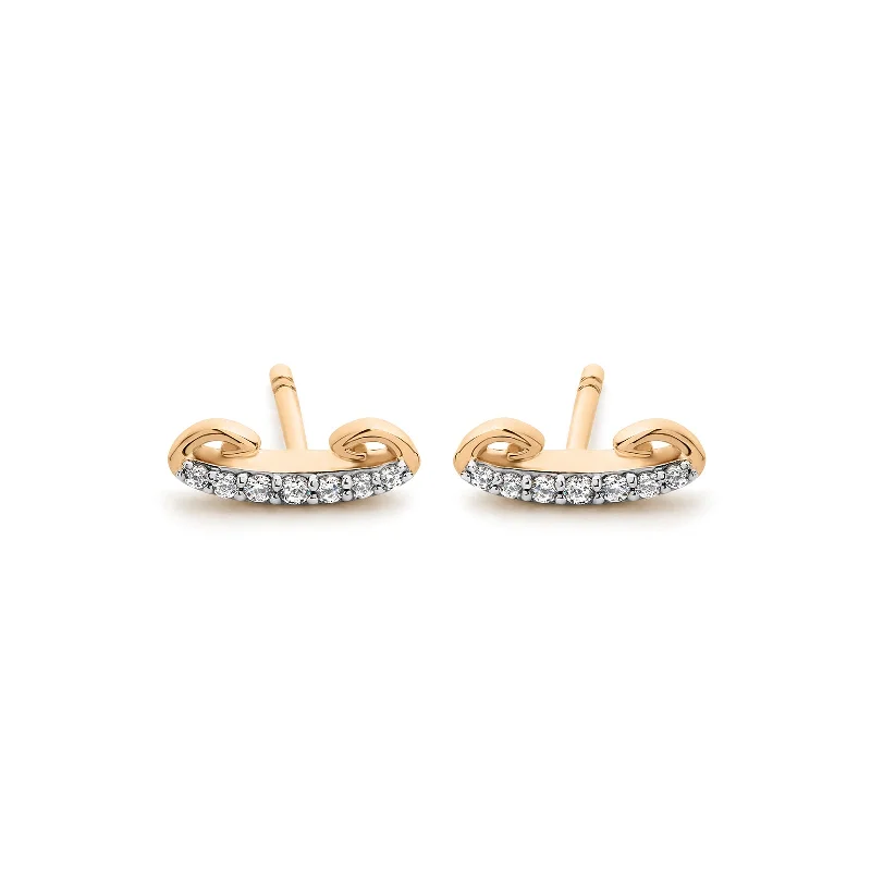 Best hoop earrings with sparkling cubic zirconia for a brilliant, budget-friendly effect-Crescent Pavé Stud Earring - 18K Rose Gold Vermeil + CZ Blanc