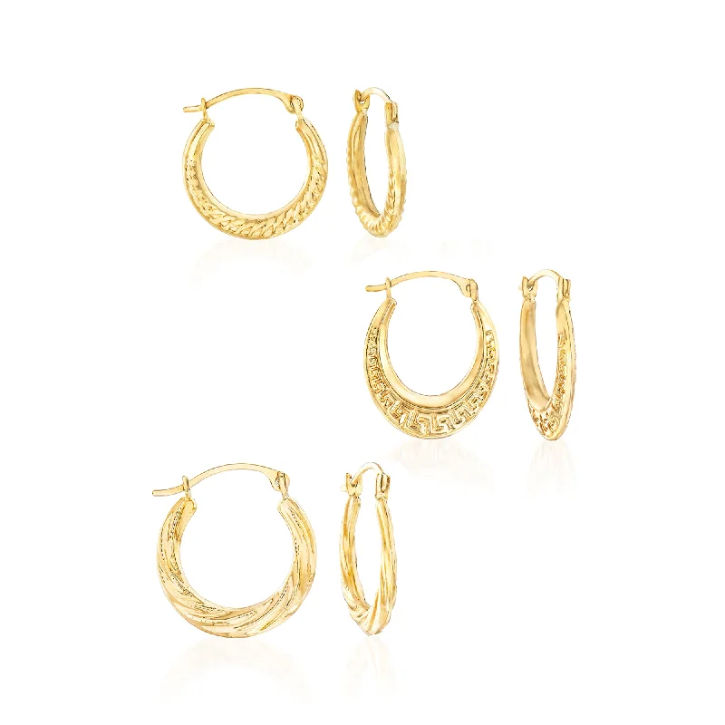 Best hoop earrings with matching bracelets for a coordinated jewelry set-Ross-Simons 14kt Yellow Gold Jewelry Set: 3 Pairs Of Hoop Earrings