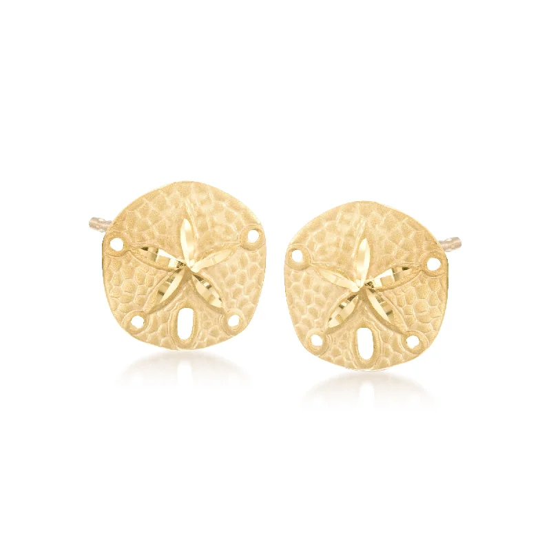 Best hoop earrings with oval shapes for a unique and elongated design-Ross-Simons 14kt Yellow Gold Sand Dollar Earrings