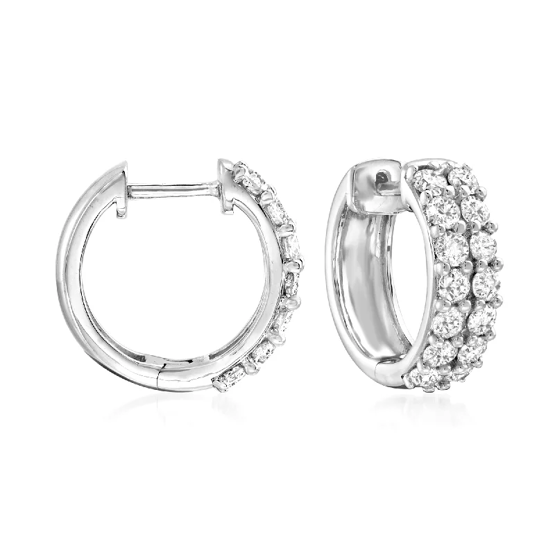 Best hoop earrings with multi-colored gemstones for a vibrant and lively touch-Ross-Simons Diamond Huggie Hoop Earrings in Sterling Silver