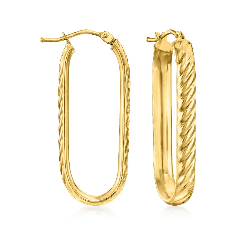 Hoop earrings with twisted metal designs for a dynamic and modern style-Ross-Simons Italian 14kt Yellow Gold Twisted Paper Clip Link Hoop Earrings