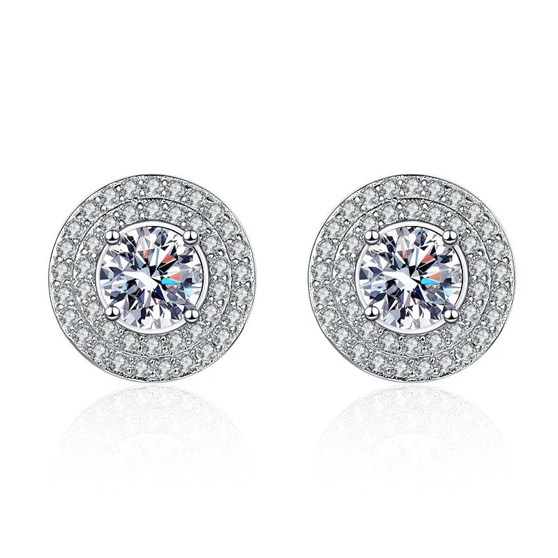 Best hoop earrings with enamel details for a colorful and modern look-Round Wrap Full Diamond Moissanite Earrings