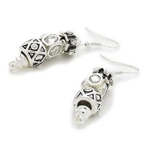 Hoop earrings with intricate designs for a unique and artistic appearance-Silver Plated 'Sparkly Silver' Bead Charm Earrings