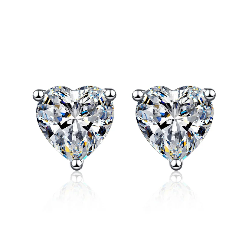 Best hoop earrings with geometric triangle shapes for a modern, chic design-Simple Heart Moissanite Earrings for Women