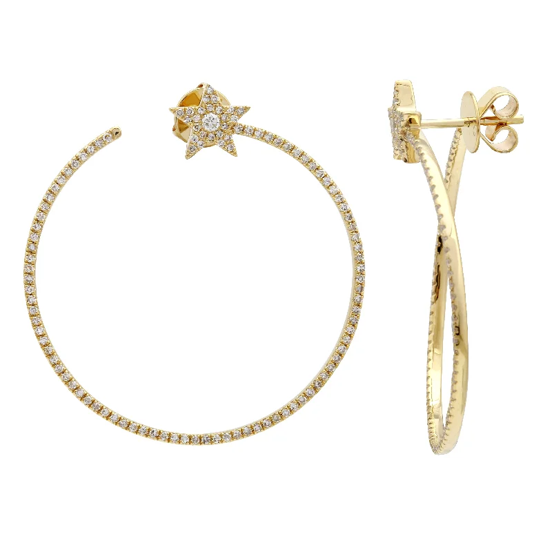 Hoop earrings with gold accents for a warm, elegant statement piece-Spiral Star Big Hoop Earrings