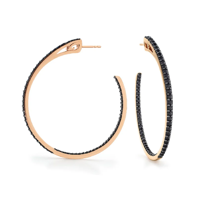 Best hoop earrings with floral designs for a feminine and delicate look-Spirit Pavé Hoop Earring 45mm - 18K Rose Gold Vermeil + CZ Noir