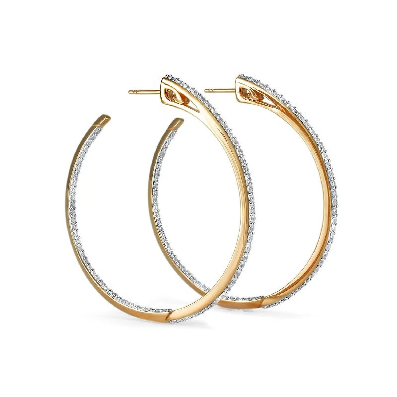 Best hoop earrings with geometric hexagon shapes for a modern, angular look-Spirit Pavé Hoop Earring 45mm - 18K Rose Gold Vermeil + CZ Blanc