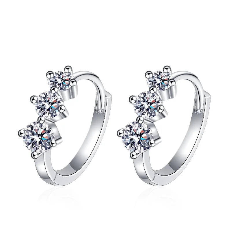 Best hoop earrings with gold for a luxurious and timeless look-Sterling Silver Luxury Moissanite Hoop Earrings