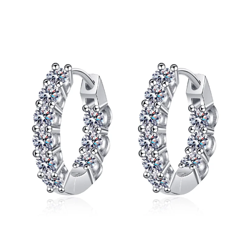 Hoop earrings with spiral designs for a dynamic and fluid look-Sterling Silver Moissanite Earrings for Women