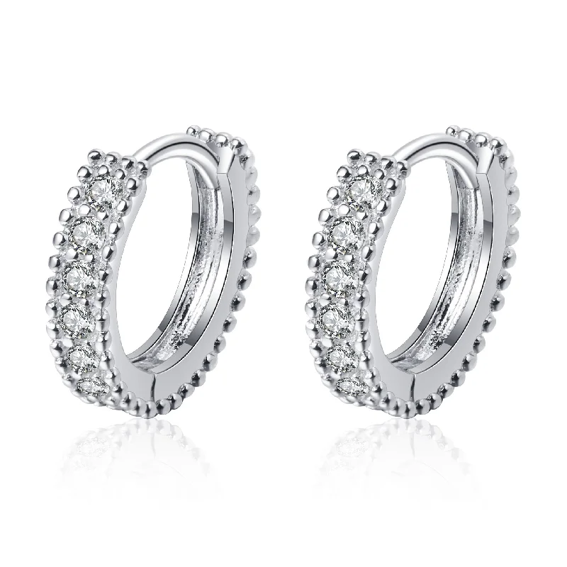 Hoop earrings with a chunky design for a bold and trendy statement-Sterling Silver Small Fresh Moissanite Earrings