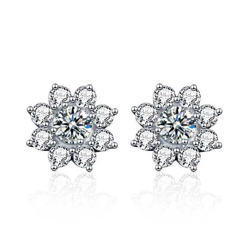 Best hoop earrings with custom engravings for a personalized and meaningful gift-Sunflower Hundred Moissanite Earrings