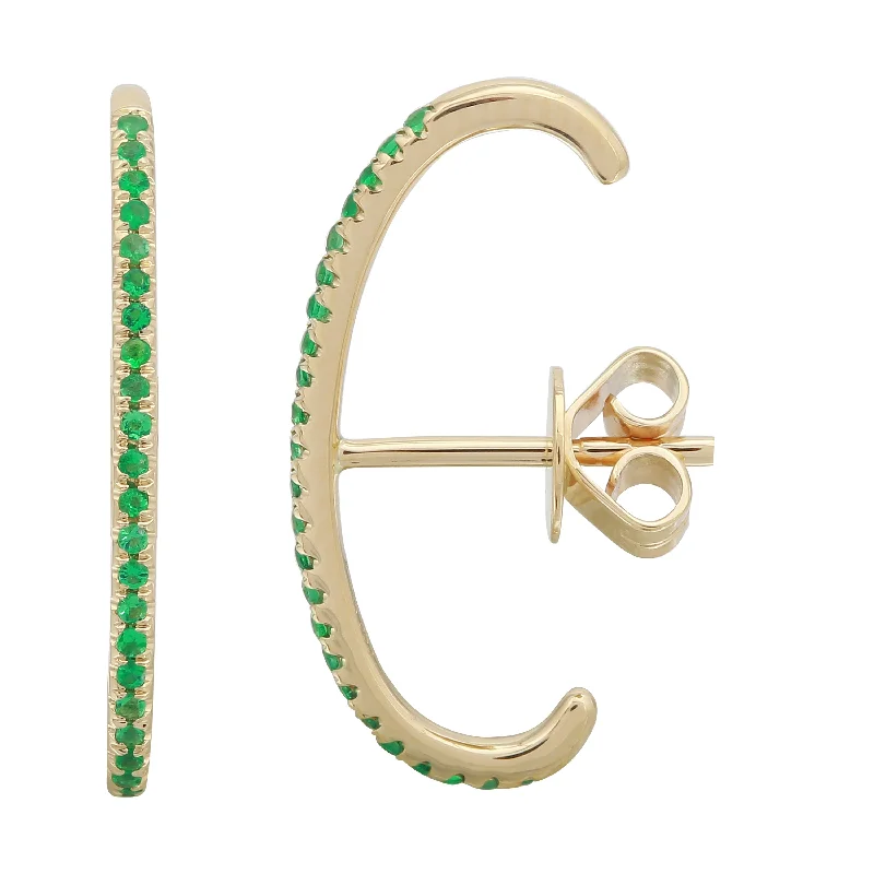 Hoop earrings with tortoiseshell designs for a chic and classic style-Suspender Emerald Cuff Stud Earring