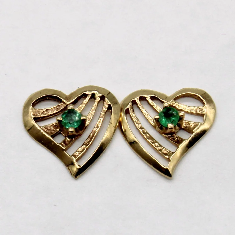 Hoop earrings with a matte finish for a sleek and sophisticated appearance-Synthetic Emerald Heart Earrings | 0.04ctw |