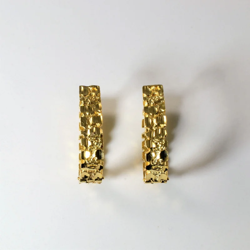 Hoop earrings with abstract wirework for an artistic, unique look-Textured Gold Hoop Earrings |