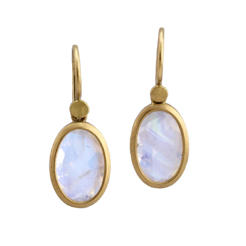 Best hoop earrings with vintage coins for a retro, antique-inspired style-Tiny Oval Moonstone Drops