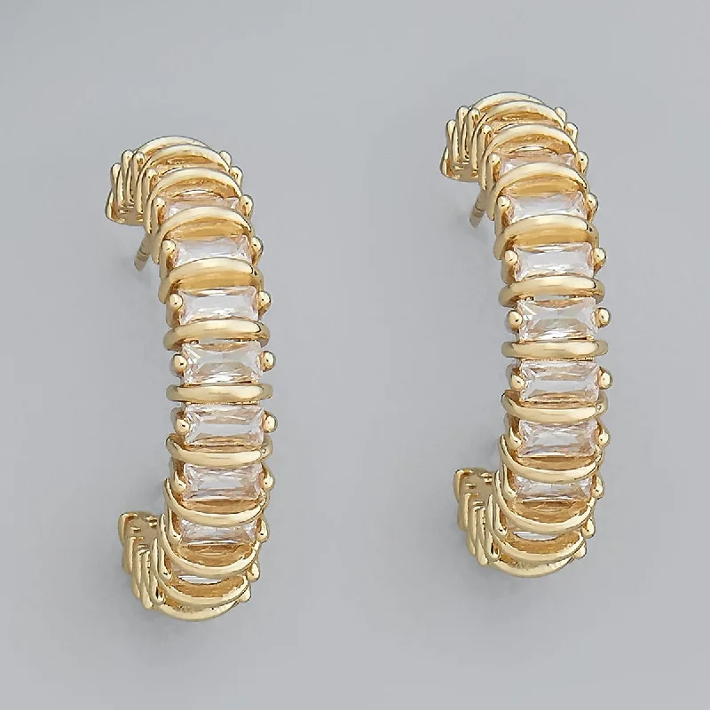 Hoop earrings with rhinestone-studded rims for a glamorous touch-Trendy Earring 171979