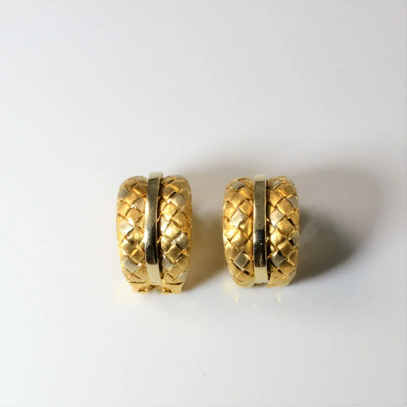 Best hoop earrings with geometric pendants for a modern, chic appeal-Tri- Tone Gold Huggie Earrings