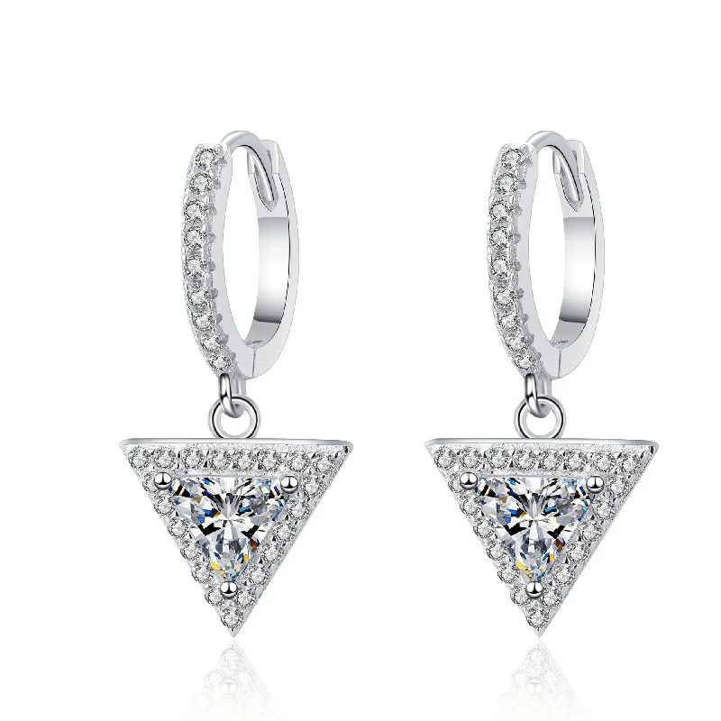 Best hoop earrings with rose gold for a romantic and warm aesthetic-Triangle Fresh Moissanite Earrings