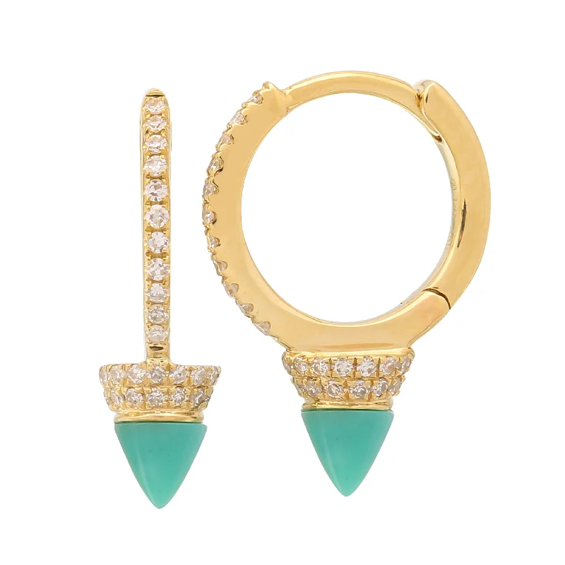 Best hoop earrings with intricate beaded details for a textured, stylish appearance-Turquoise Spike Huggies