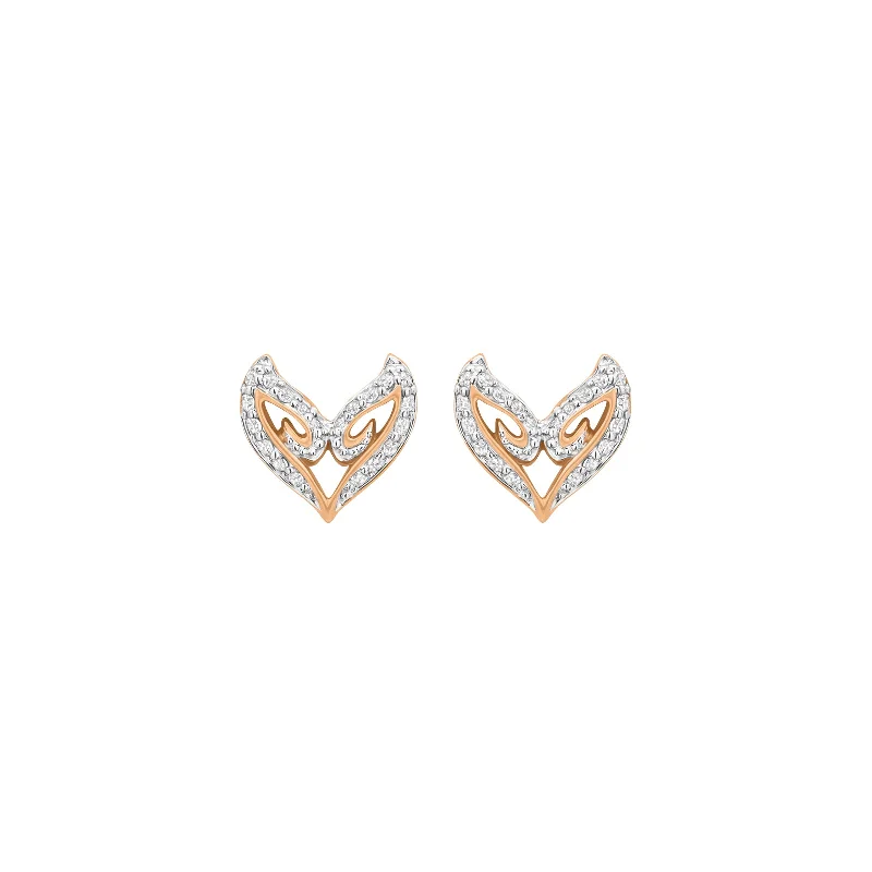 Hoop earrings with diamond-cut surfaces for added sparkle and shine-V Pavé Stud Earring - 18K Rose Gold Vermeil + CZ Blanc