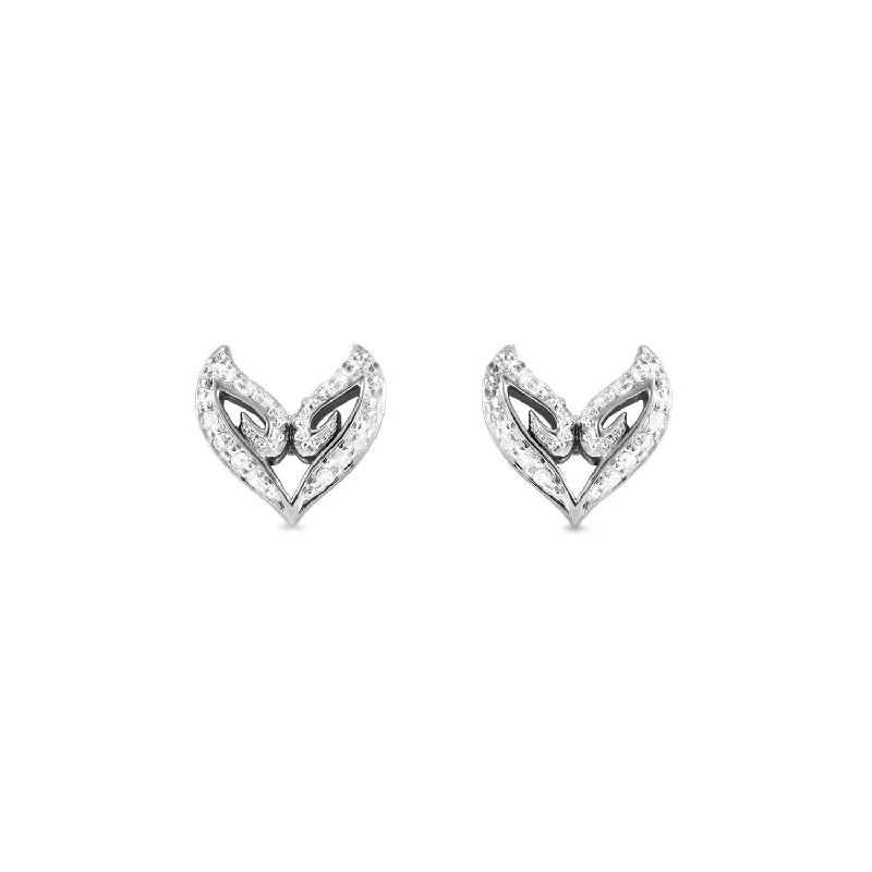 Hoop earrings with a chunky design for a bold and trendy statement-V Pavé Stud Earring - Sterling Silver + CZ Blanc