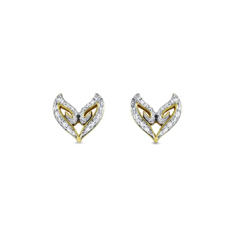 Hoop earrings with gold accents for a warm, elegant statement piece-V Pavé Stud Earring - 18K Gold Vermeil + CZ Blanc