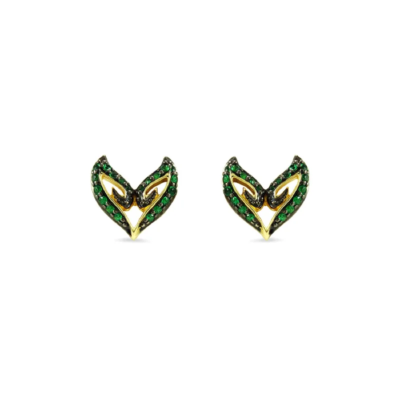 Best hoop earrings with Swarovski crystals for added sparkle and luxury-V Pavé Stud Earring - 18K Gold Vermeil + CZ Vert