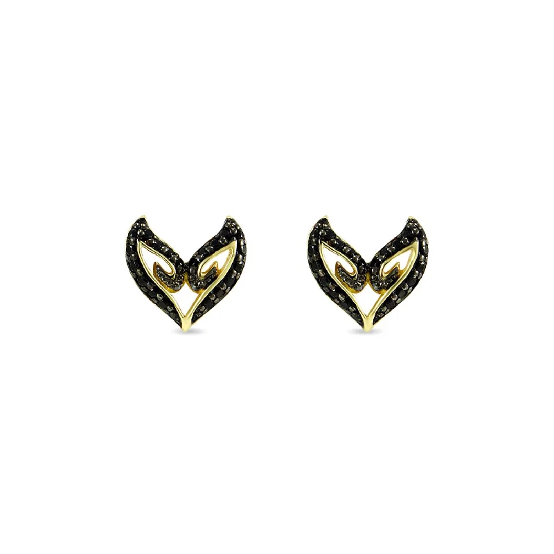 Best hoop earrings with gold for a luxurious and timeless look-V Pavé Stud Earring - 18K Gold Vermeil + CZ Noir