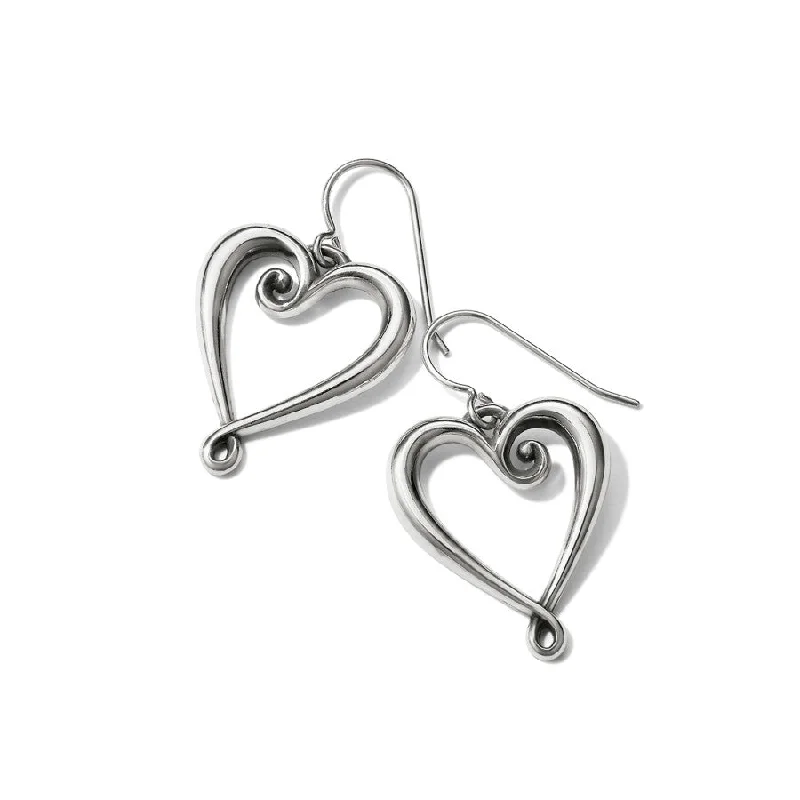 Best hoop earrings with textured silver for a rustic and organic finish-Whimsical Heart French Wire Earrings