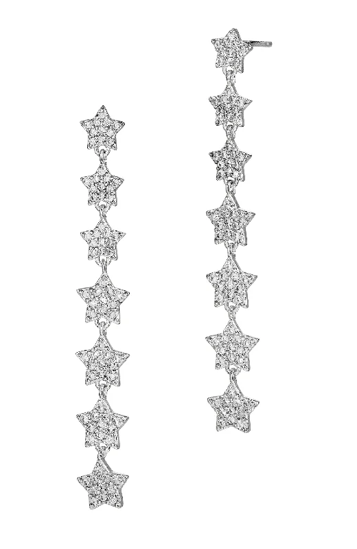 Hoop earrings with crescent moon shapes for a celestial and mystical appearance-White CZ Star dangle earrings