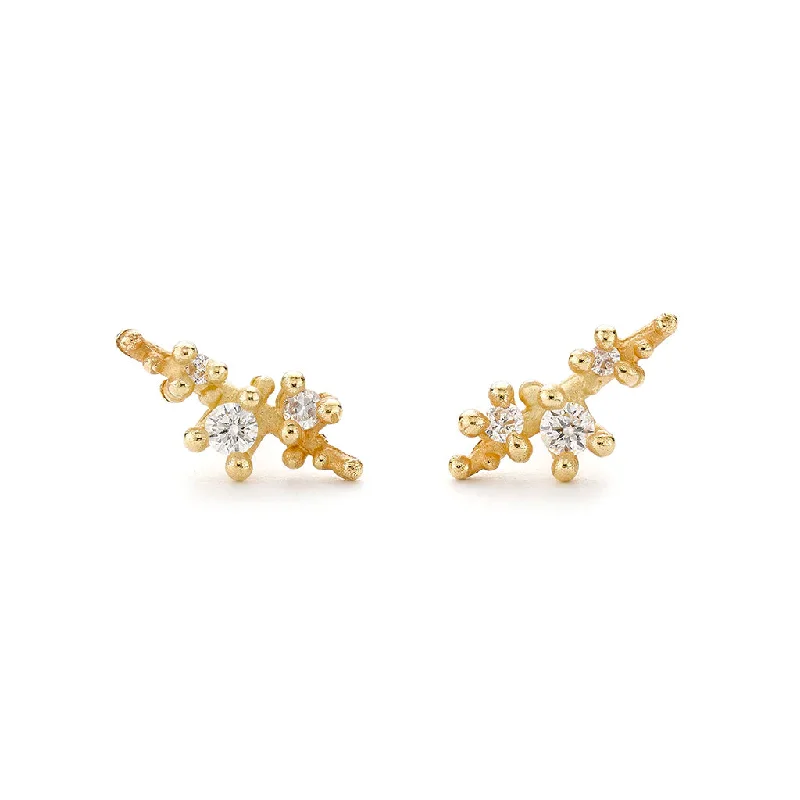 Best hoop earrings with minimalist designs for a clean and modern aesthetic-White Diamond Encrusted Studs